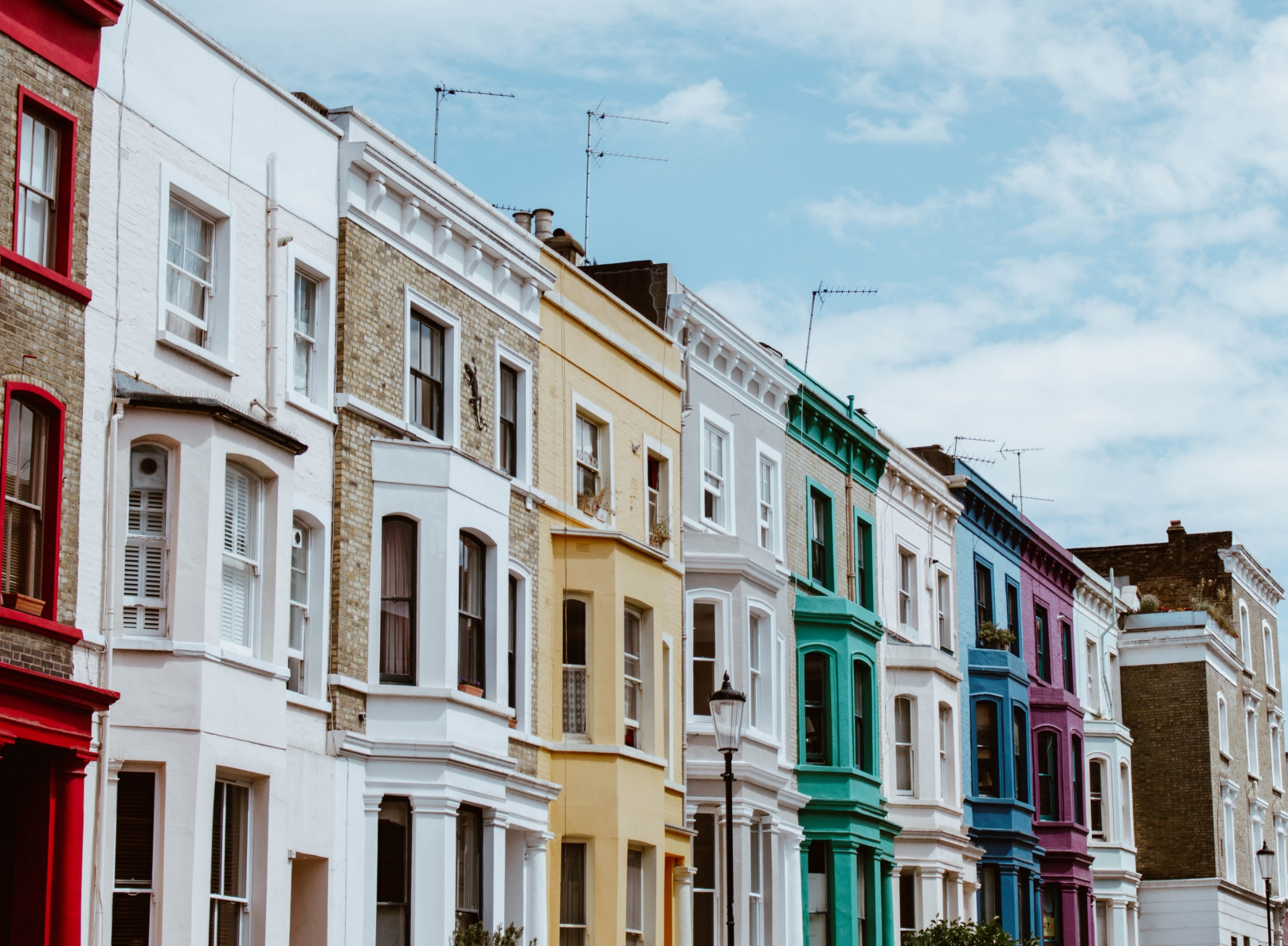 Row of multi-coloured houses